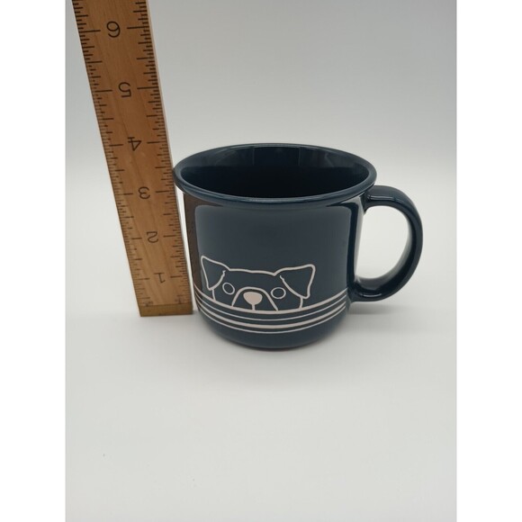 Navy Blue Coffee Mug White Stripes Dog Face Cute Puppy Nose Dog Lover - Picture 6 of 6